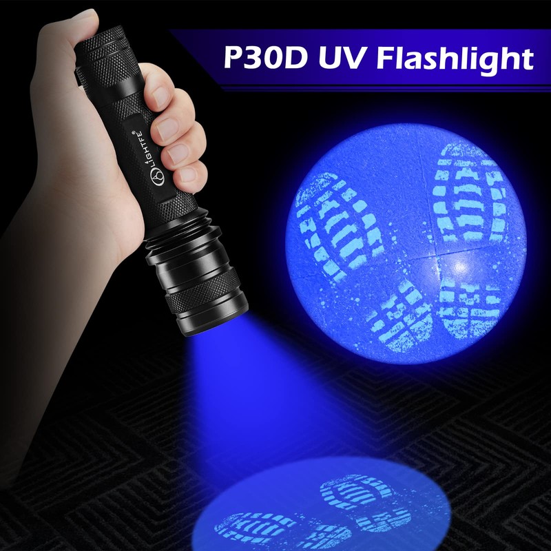 LIGHTFE-P30D Uniform UV Light Flashlight, High-Power 365nm UVLED, Suitable for