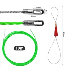YAANBUNB 10m Fish Tape Wire Puller, Electrical Wire Threaded Nylon Fish Tape Cable Puller Cable Rods Kit Through Wall Cable Running Rods Cable with Metal Lock Wire & Strap for Insulation Pipe