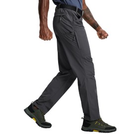 Zoofly Mens Cargo Pants Water Resistant Quick Dry Hiking Work Pants Nylon Light Weight Stretch Comfy Travel Fishing (Dark Grey, 36W*32L)