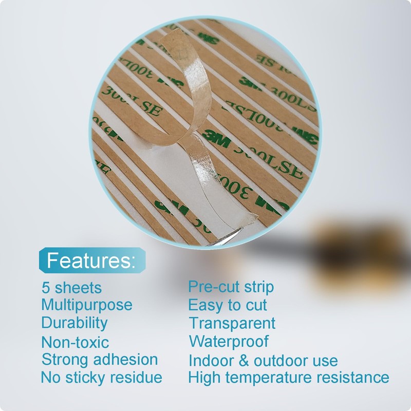 HIKIYEAT Double Sided Tape,Clear Adhesive Tape,Heavy Duty Thin Transfer Tape,Sticky,Waterproof,5