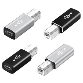 YACSEJAO USB C to USB B Adapter 4-Pack USB C Female to Printer Male Converter Adapter Compatible with MIDI，Printers，Electric Piano and Synthesizers Devices