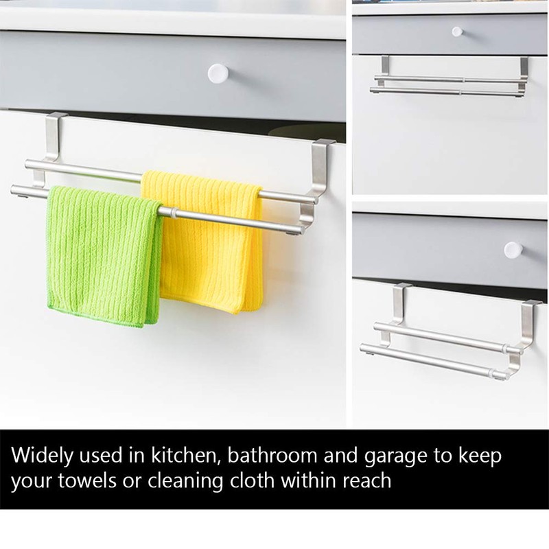 Over the Door Towel Rail,Double Layers Stainless Steel Telescopic Towel