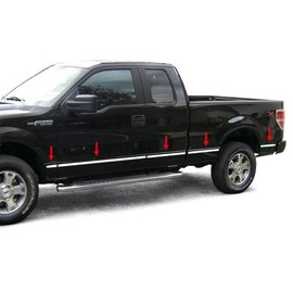 Made in USA! Compatible with 2009-2014 Ford F-150 Super Cab 6.5' Short Bed Without Fender Flare Full Length Body Side Molding Trim 1 1/2" Wide 10PC