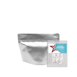 PackFreshUSA: MRE Mylar Bags (8" x 6" x 4.5") Half-Portion - Stand-Up Pouch - 100cc Oxygen Absorbers- Long-Term Food Storage - 7.5 Mil Thick - Resealable - Heat Sealable - Food Grade (50)