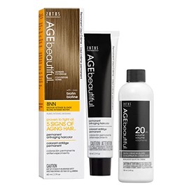 AGE beautiful Permanent Hair Color Dye Liqui Creme & Developer 20 Volume | 100% Gray Coverage | Anti-Aging | Biotin for Thicker, Fuller, Healthier Hair | 8NN Medium Intense Blonde