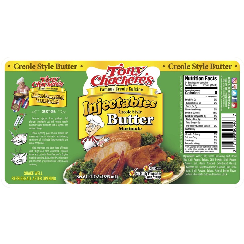 Tony Chachere's Injectable Butter Creole Style Marinade, 64 oz