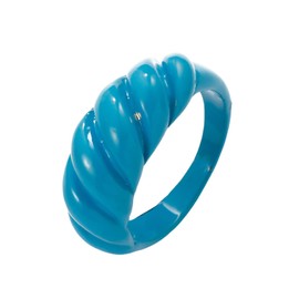 Vintage Polychromatic Resin Thick Ring Acrylic Plastic Knuckle Ring Resin Thread Ring Vintage Simple Geometric Polychromatic Twist Ring Lovely Fashion Aesthetic Y2k Statement Ring Jewelry for Women (Blue)