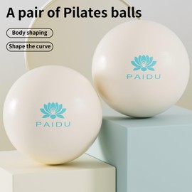 PAIDU Pilates Ball 10-inch Core, Anti-Explosion and Anti-Slip Mini Yoga Balls, Suitable for Pilates, Yoga, Core Training, Physical Therapy, Balance, Stability, Stretching Exercises (2-Pack - White)
