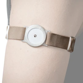 DiaBrothers Freestyle Libre 2 Fixation Strap Holder with Adjustable Bracelet – Holder: Transparent – Bracelet: Beige – Size: L (35-45 cm)