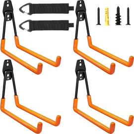 Dyikiti Garage Hooks, 6 Pack Utility Steel Garage Storage Hooks with Extension Cord Holder Organizer, Garage Storage Organization for Organizing Power Tools, Ladders, Bulk Items, Bicycles (Large U)