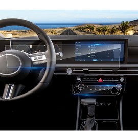 Coleya 2025 2026 Santa Cruz Screen Protector for Hyundai Santa Cruz (Dual 12.3Inch+AC) (SE/SEL/SEL Activity/XRT/Limited), 9H Tempered Glass 2026 2025 Santa Cruz Accessories Anti-Scratch&HD Transparent