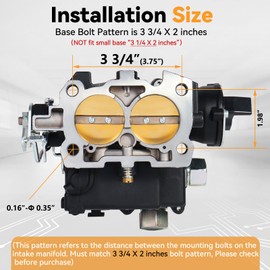 Marine Carburetor for Mercruiser Carburetor 3.0L 2.5L 2 Barrel Carb 4CYL Engine 3310-8M0045397 864940A01 Black Mercarb, w/Electric Choke Jet Long Linkage Gasket, Base Bolt Pattern is 3 3/4 X 2 inches