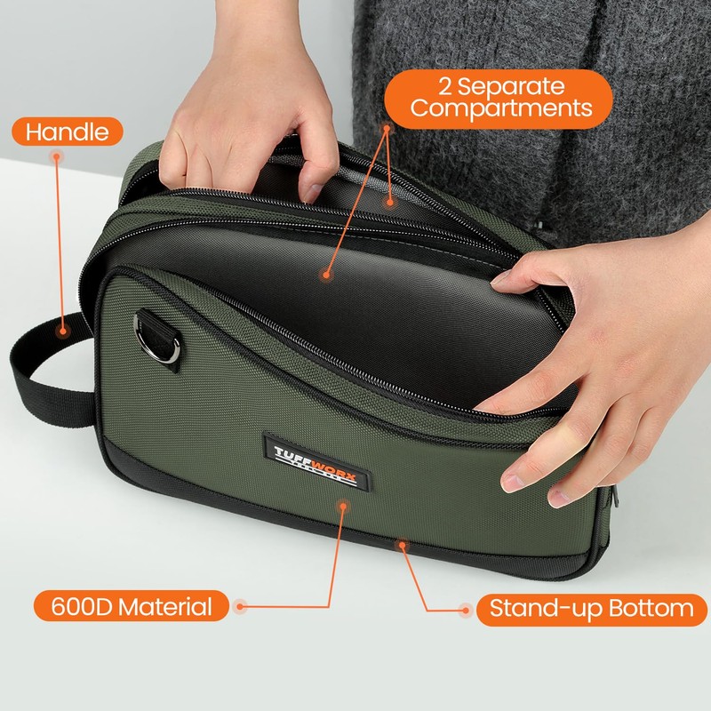 TUFFWORX Tool Bag, Dual Compartment Storage Pouch (Gray)