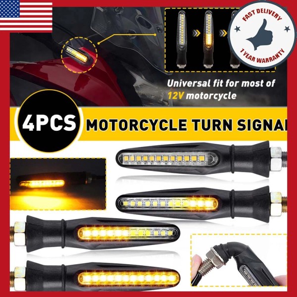 OXILAM 4x Flowing Motorcycle LED Signals Turn Light Blinker Indicator