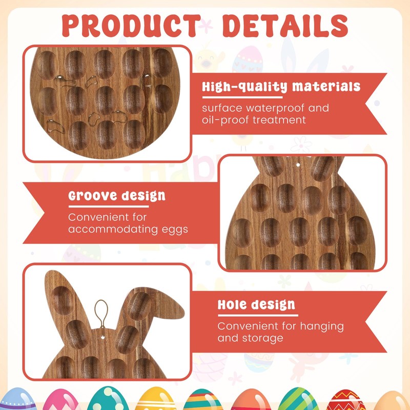 Cinnvoice 2 Pcs 15x10inch Easter Deviled Egg Platter Easter Egg