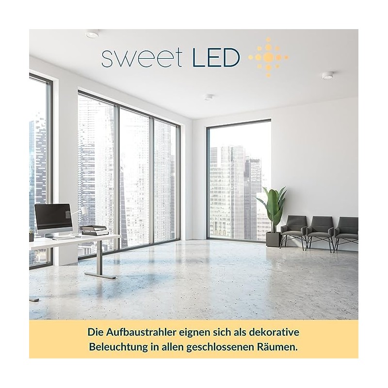 Sweet Led Set of 2 GU10 Round Square Surface-Mounted Spotlights