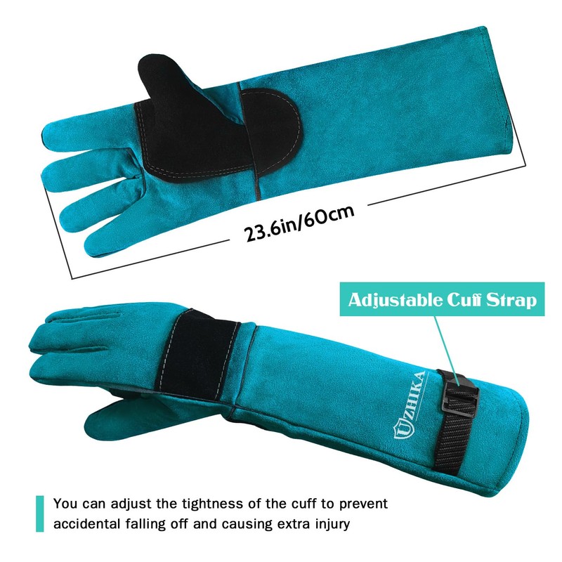 Uzhika 23.6 in Animal Handling Gloves, Bite Proof Scratch Resistant