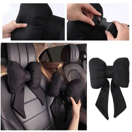 HEYXI Car Neck Pillows Bowknot Headrest Fit for Most Car l Heatrests Pillow for Home and Office Chair Purple