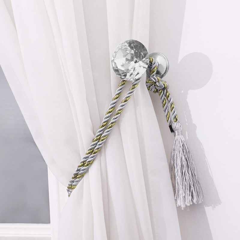 TOYANDONA 2PCS Crystal Curtain HoldBacks Window Drapery Medallion Holdbacks Tie