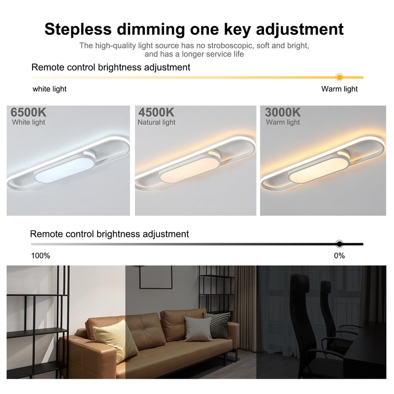 Qcyuui Modern LED Ceiling Light,Dimmable Linear Ceiling Lamp,31.5in Kitchen Lighting