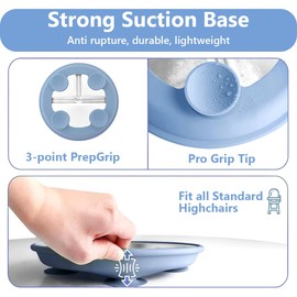 KBIBCK Plate with Suction Cup, Pack of 2 Baby Plates with Suction Cup, Stainless Steel Baby Plate with Suction Cup, Stainless Steel Plate Baby, Children's Plate with Dividers, BPA-Free Tableware Set