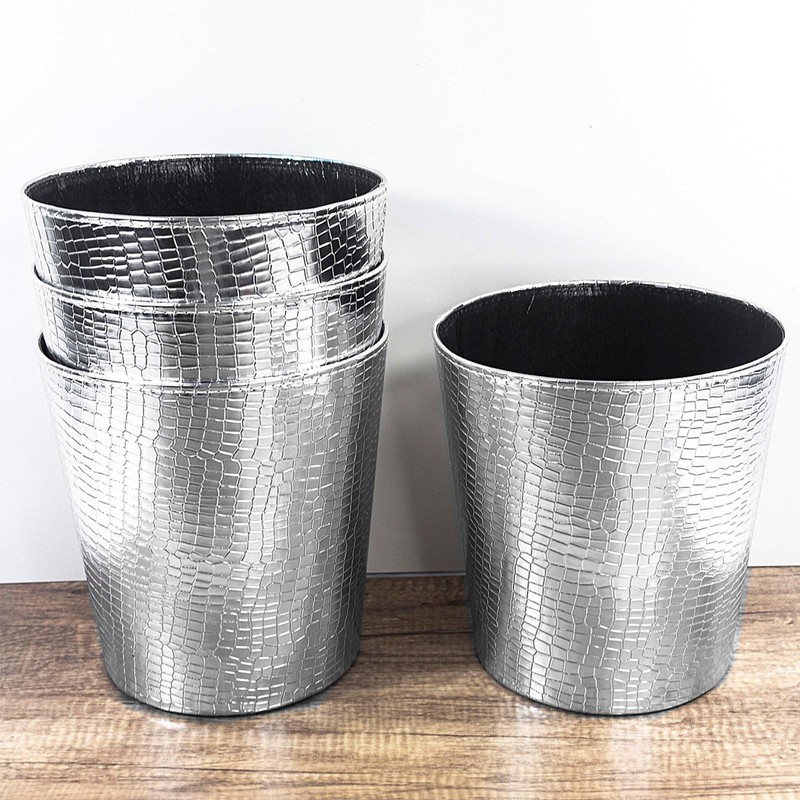 Scakbyer Leather Trash Can, Decorative Waste Basket, 10L Capacity Small