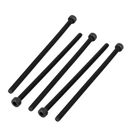 uxcell M4x90mm Fully Thread Hex Socket Head Knurled Cap Screw Bolt Black 5pcs