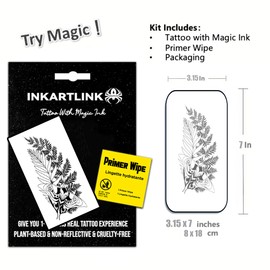 INKARTLINK Semi Permanent Tattoo, realistic flower tattoo, niche, lasts 7-15 days, suitable for boys and girls, waterproof and non-reflective, exquisite packaging, unique design (Moth and grass)