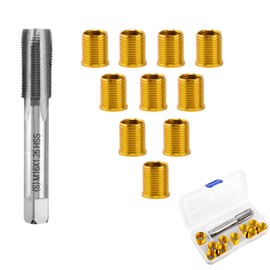 HerFarCai Spark Plug Thread Repair Kit M14x1.25 | High Speed Steel Tap Spark Plug with M14x1.25 Inserts and M16x1.25 Tap | Thread Repair Tool for Automotive Engine