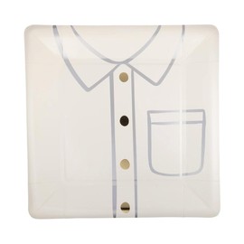 My Mind's Eye Dress Shirt Paper Plates, 10 inches, Silver and Gold Foil Design, 8 Count, White