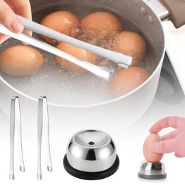 HQRKOTM Egg Picker, Egg Picker, Stainless Steel, Egg Punch, Aid Egg Cooked Egg Picker, Egg Picker for Cooking Eggs to Prevent Bursting, with 2 Egg Peelers for Boiled Eggs, Pack of 1, a