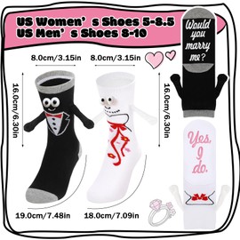 Zuimei 2 Pairs Magnetic Wedding Socks,Hand in Hand Couple Sock,Funny Groom＆Bride Socks,Novelty Holding Hands Magnet Sock,Wedding Gifts for Women Men