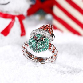 Jeulia 1.5 Carat Christmas Monster Inspired Sterling Silver Ring Round Cut CZ Engagement Ring Anniversary (Green, 9.5)
