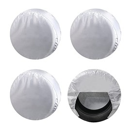 Moonet Tire Covers for RV Wheel (4 Pack Silver), Oxford Waterproof UV Sun Protectors for Truck Motorhome Boat Trailer Camper Van SUV, for Diameter 19"-21.5" Silver
