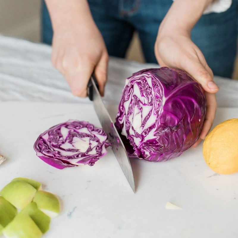 BambooMN Japanese Style Nakiri - Smooth Blade Black Handle -