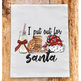Kitchen Dish Towel - Merry Christmas Flour Sack Towel (I Put Out for Santa Christmas Cookies and Milk)