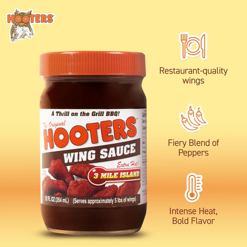Hooters Wing Sauce, 3 Mile Island, 12 Ounce (Pack of