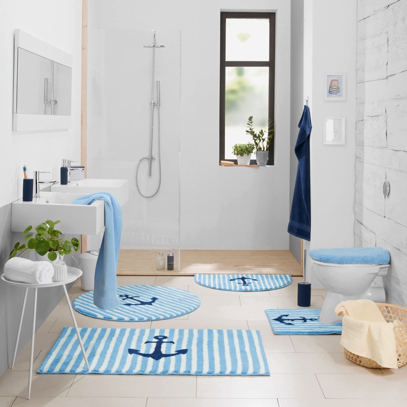 Erwin Müller Lefkada Bath Mat Maritime Light Blue Size Round