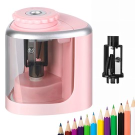 Sacapuntas Elctrico Porttil de Lpiz Automtico y Manual con Cuchillas Reemplazables y Pilas Adecuado para Bolgrafos y Lpices de Maquillaje (Rosa)      
