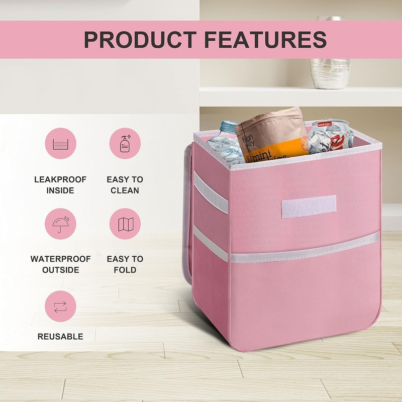 Simple Deluxe Car Trash Can with Lid and Storage Pockets,