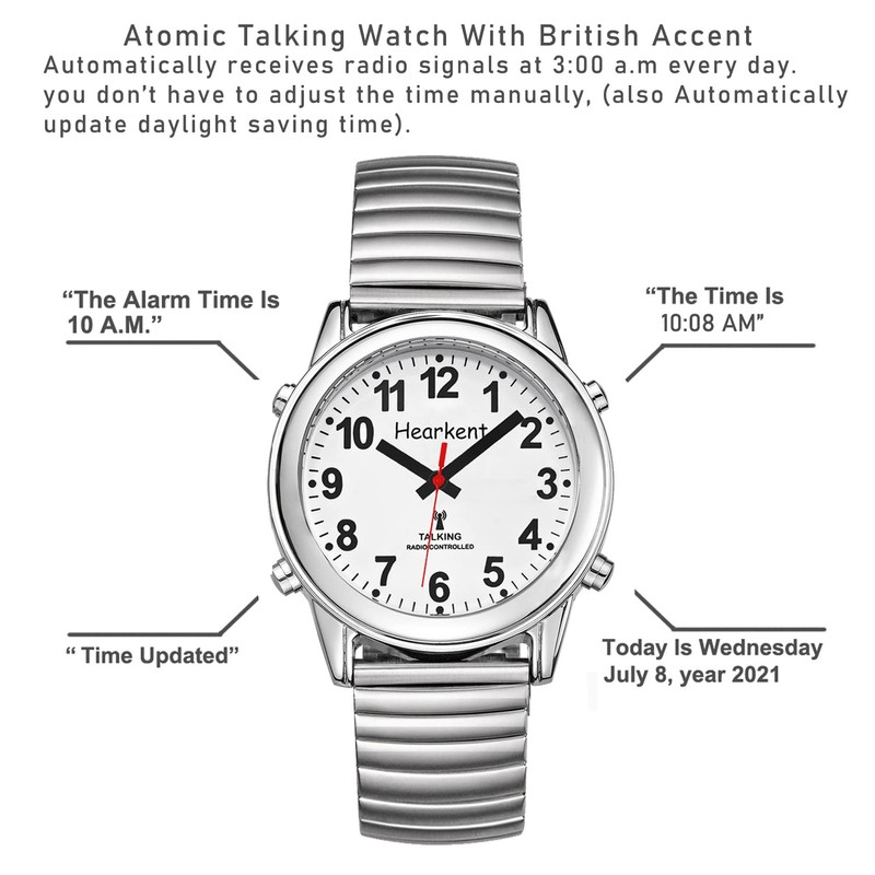 Hearkent Atomic Talking Watch for Women Self-Setting for Visually impaired