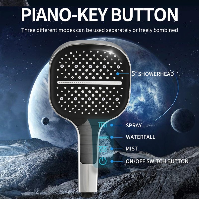 YASINU Handheld Shower Head with Extra Long Hose, 8 Setting