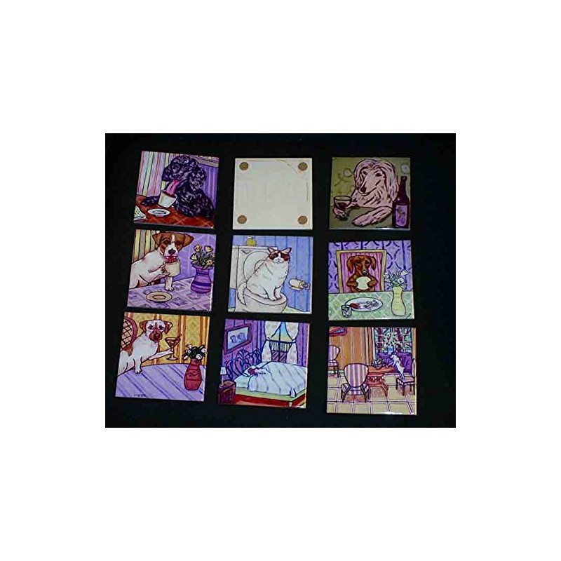 Brussels Griffon at the Wine Bar dog art tile coaster