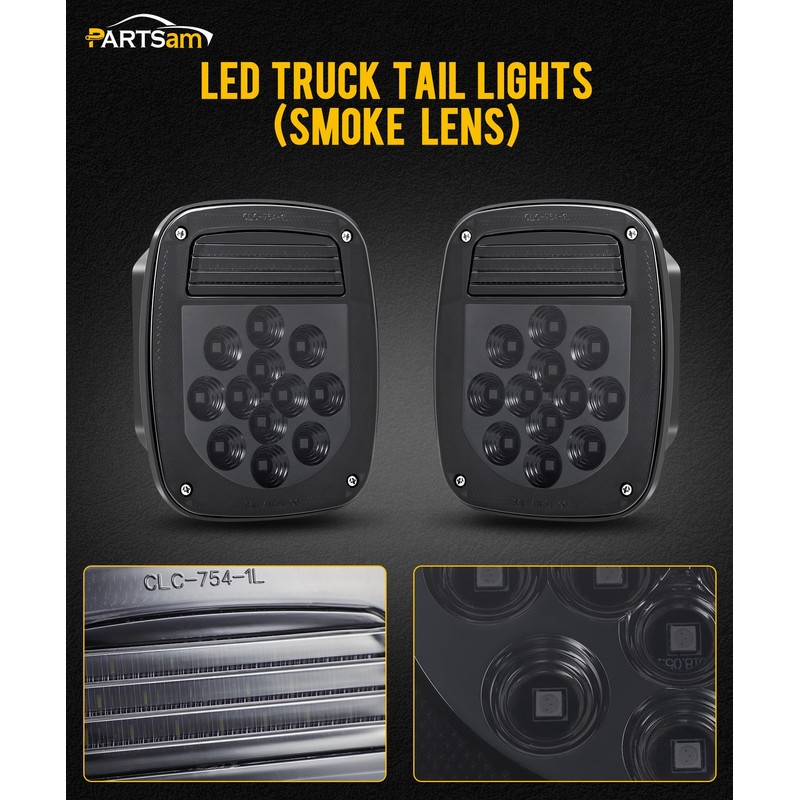 Partsam 2x LED Dump Truck Tail Lights 33 LEDs Universal