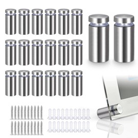 Pack of 20 Wall Spacers, 12 x 25 mm Spacer Screws, Stainless Steel, Glass Spacers for Billboards, Exhibitions, Solid Glass