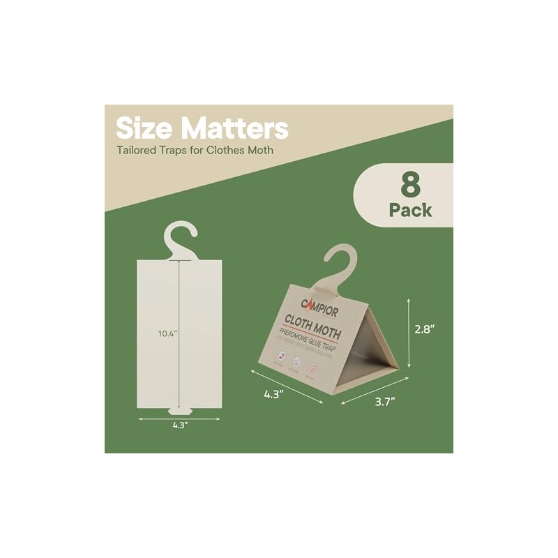 Clothing Moth Traps with Pheromones (8 Pack) Non‑Toxic, Sticky Glue