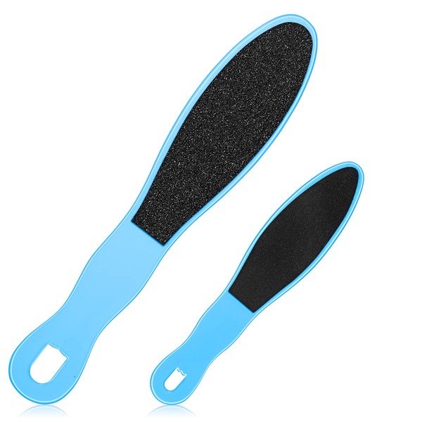 2 Pieces Pedicure Foot File Double Sided Foot Scraper Foot Exfoliator Dry Skin Remover Feet Scrubber Foot Rasp File Dead Skin Remover, 2 Sizes (Blue)