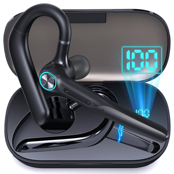 Eumspo Bluetooth Headset Wireless Earpiece 60Hrs Playback Built-in Dual Mic