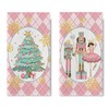 Croar Pink Christmas Tree Nutcracker Kitchen Dish Towels Set of