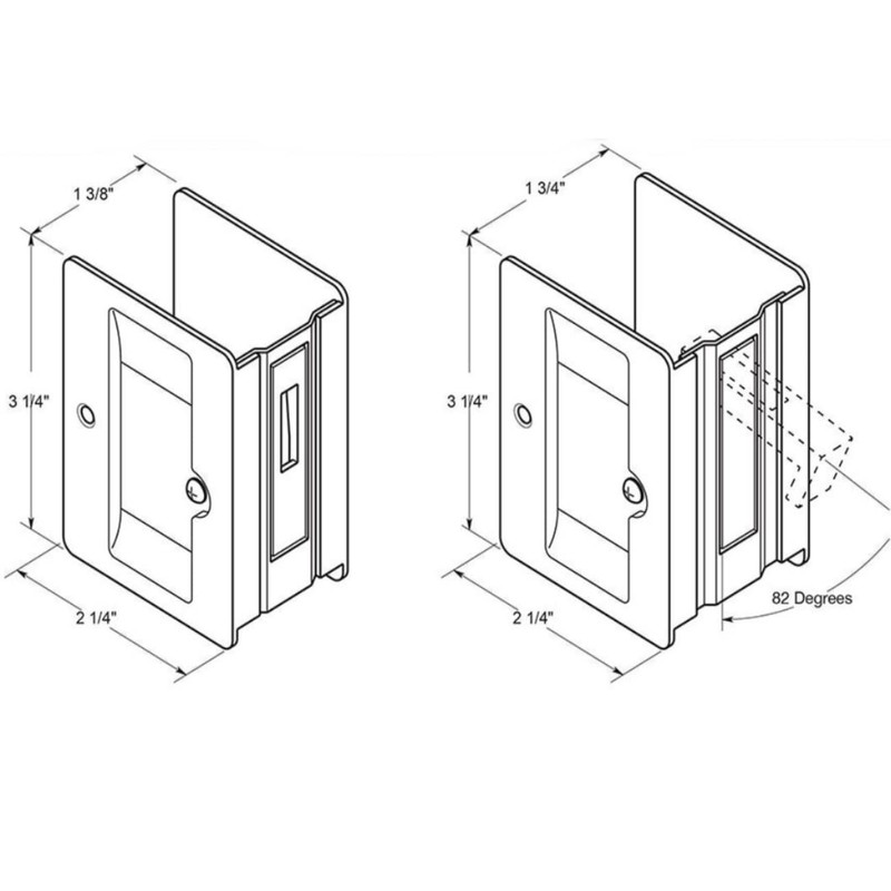 Deltana Sdar325u3 Heavy Duty Pocket Lock Adjutable Sliding Door Receiver,